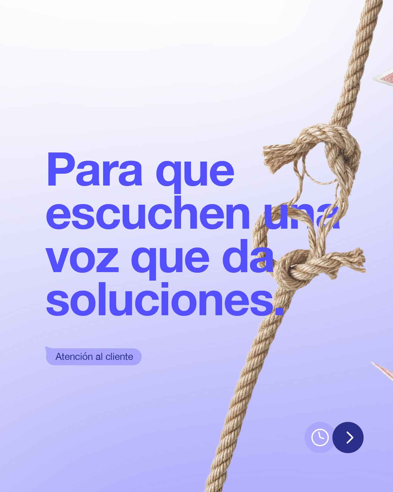 Pieza de atención al cliente de Evoltis sobre una voz que brinda soluciones
